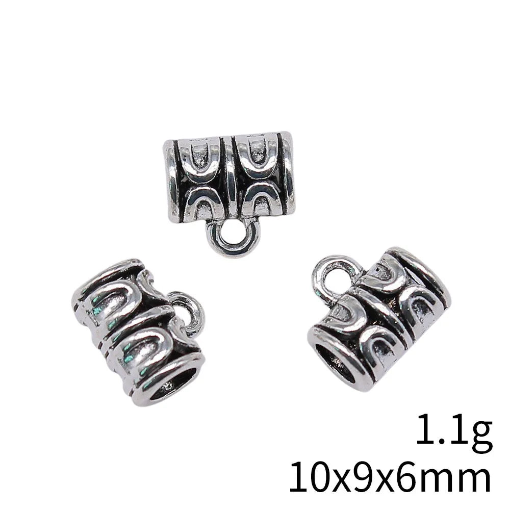10x9x6mm 1.1g Antique Silver Zinc Alloy Engraved Pattern Bail Pendant Connector for DIY Jewelry Findings