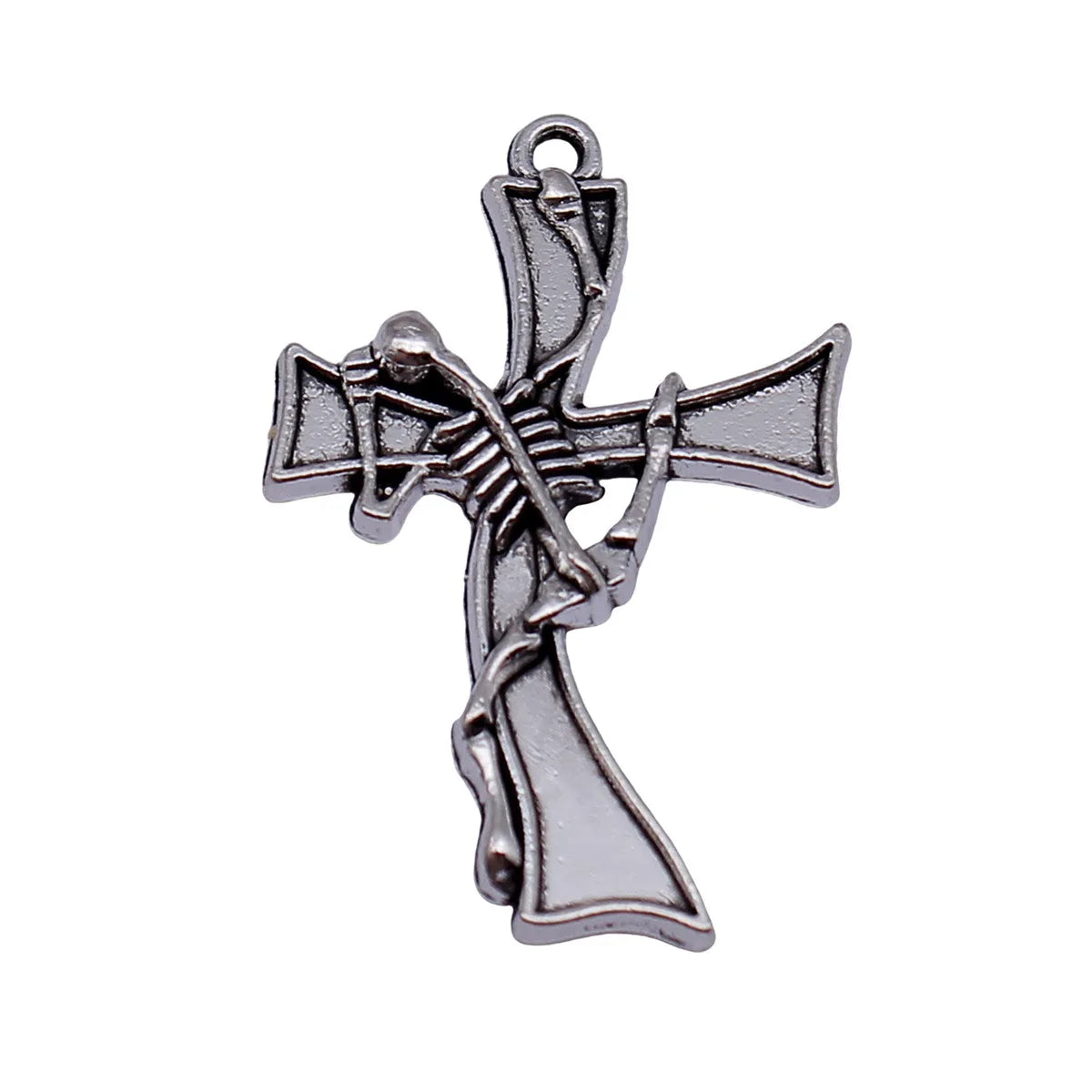 36x23mm 3g Antique Silver Zinc Alloy Skull Cross Charm Pendant for DIY Gothic Necklace Making