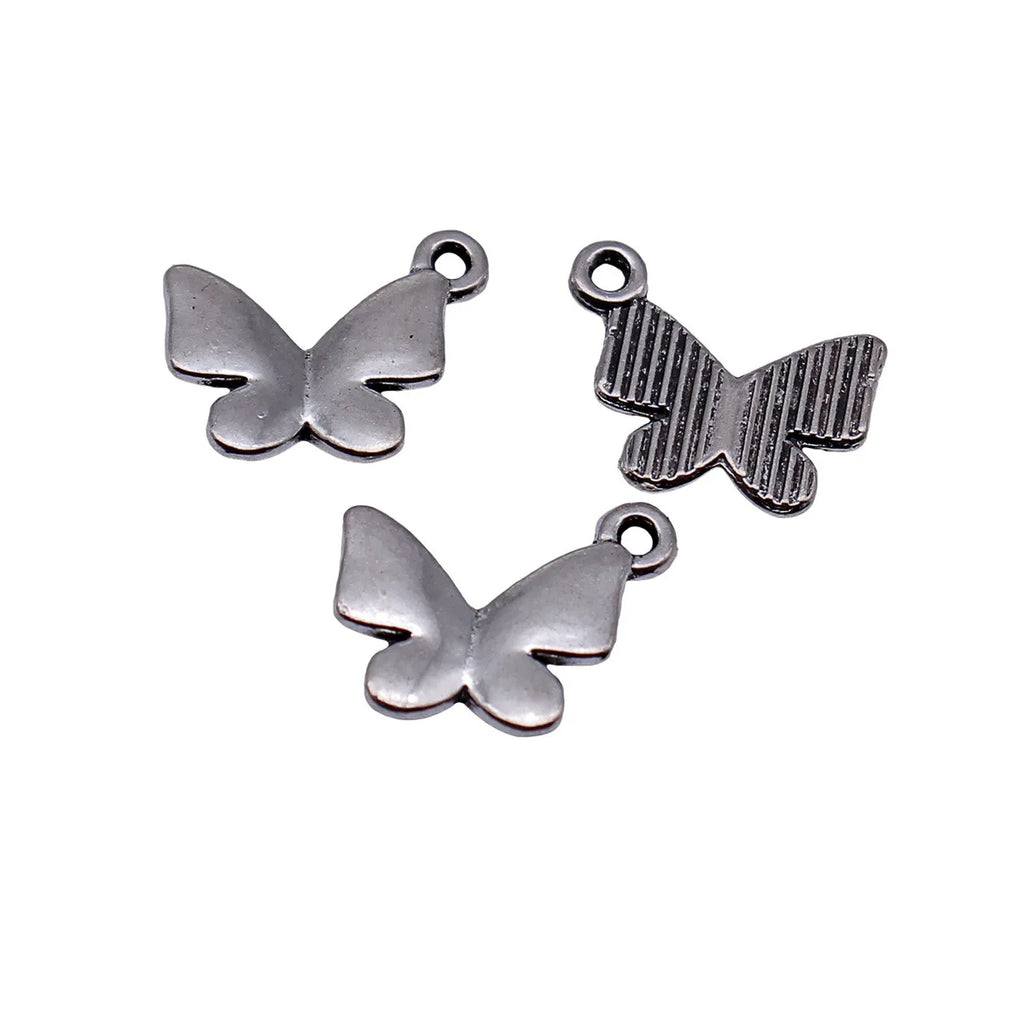 14x10mm 0.5g Antique Silver Zinc Alloy Butterfly Charm Pendant for DIY Necklace Bracelet Making