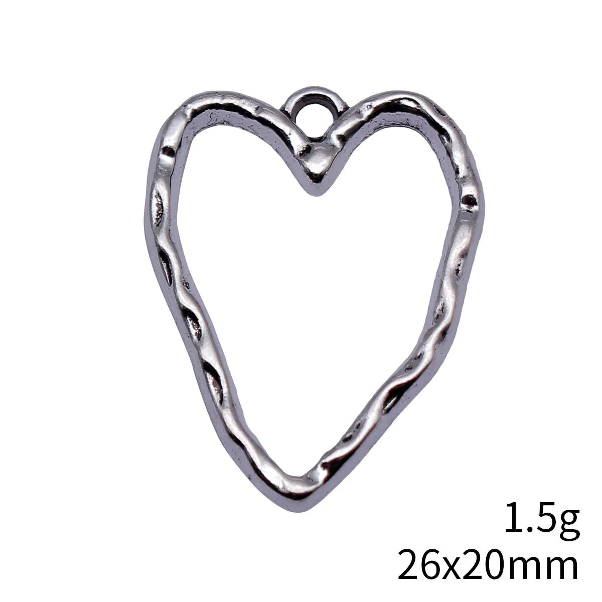 26x20mm 1.5g Multicolor Zinc Alloy Hammered Openwork Heart Hollow Charm Pendant for DIY Necklace Making