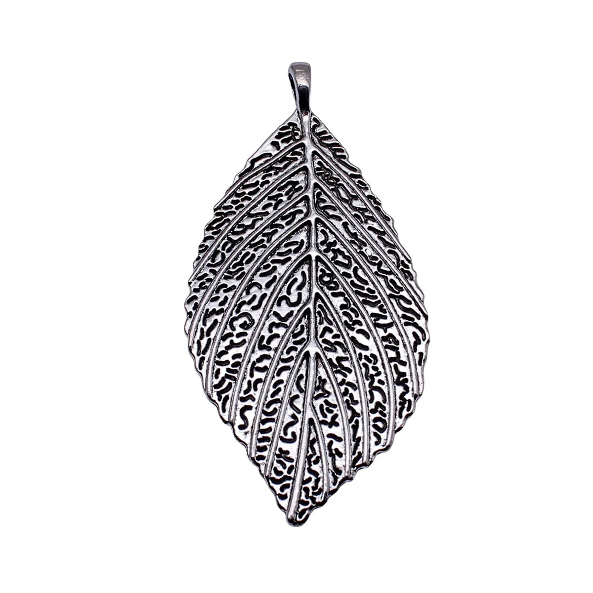 70x35mm 9.2g Antique Silver Zinc Alloy Textured Leaf Charm Pendant for Necklace Jewelry Making