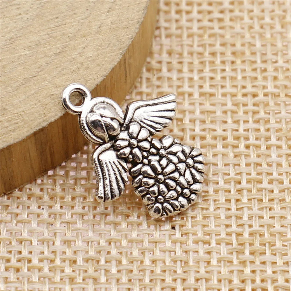 17x21mm 1.5g Multicolor Zinc Alloy Angel Charm Pendant for DIY Necklace and Bracelet Making