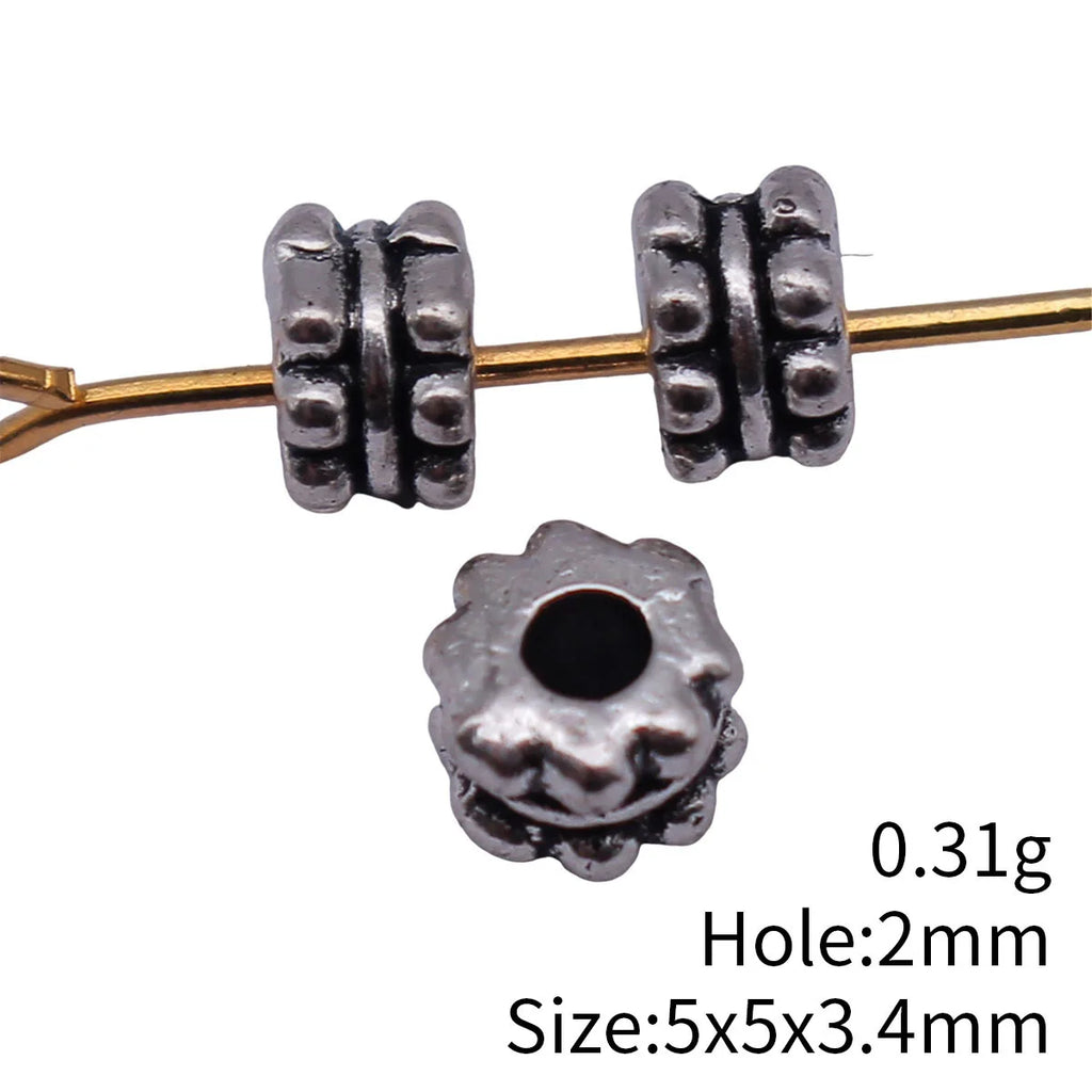 5x5x3.4mm 0.31g Antique Silver Zinc Alloy Flower Spacer Beads for DIY Bracelet Necklace Making