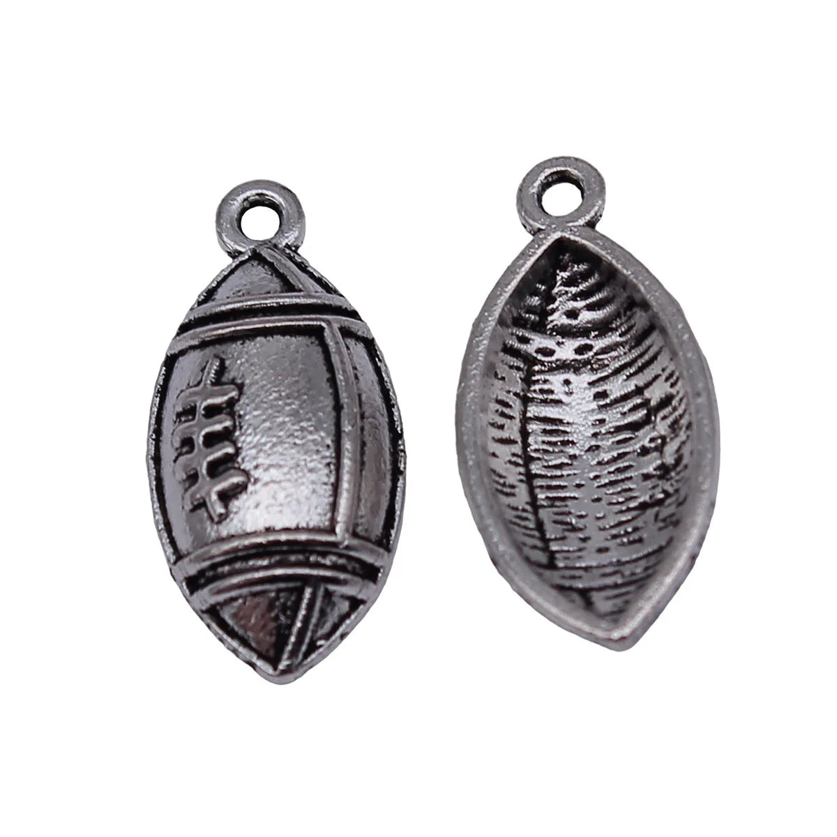 22x10mm 1.1g Antique Silver Zinc Alloy Rugby Ball Charm Pendant for Sports Jewelry Making