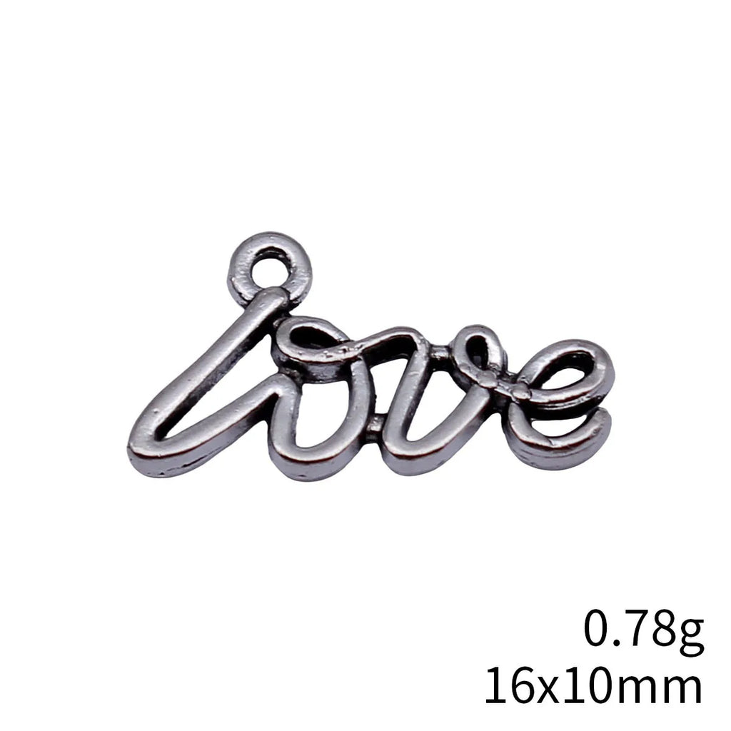 16x10mm 0.78g Antique Silver Zinc Alloy LOVE Letter Charm Pendant for DIY Bracelet Making