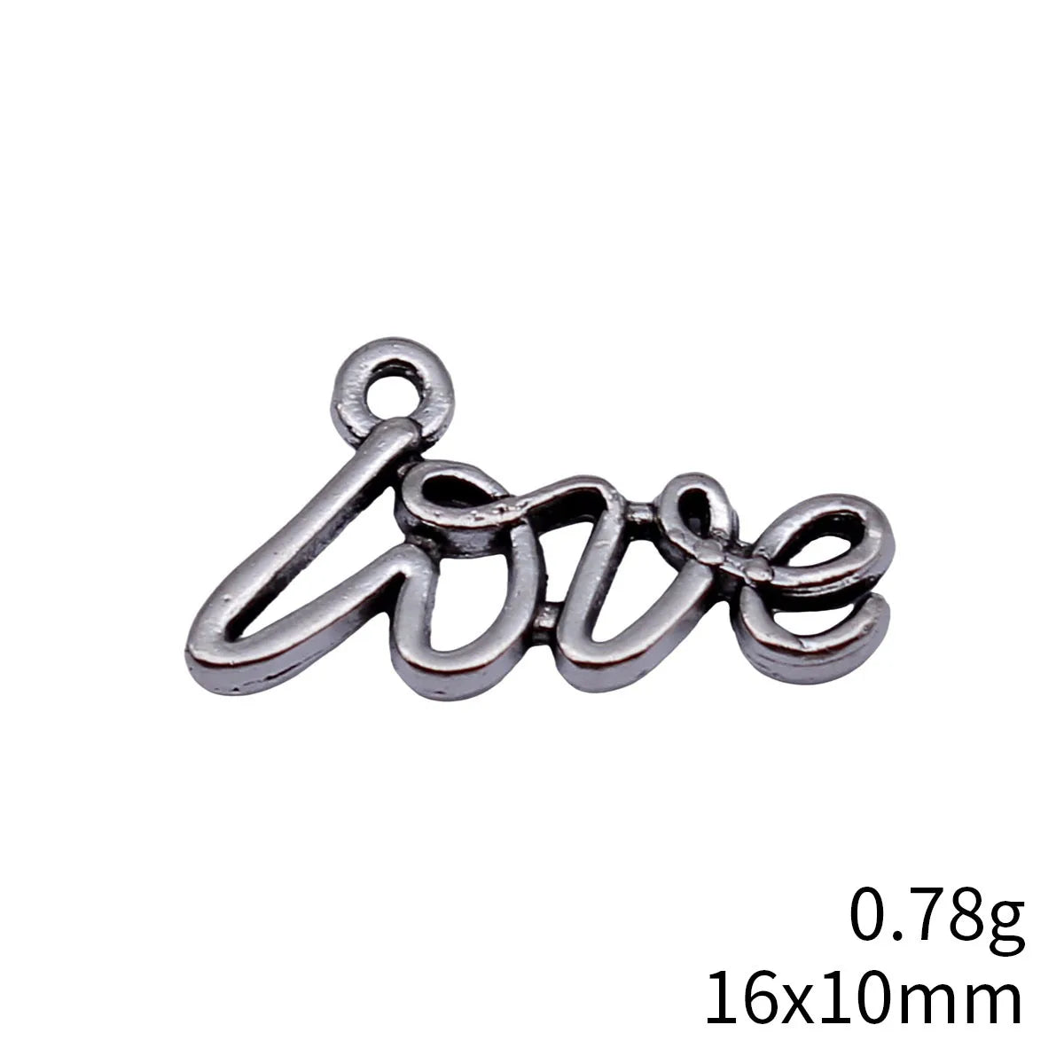 16x10mm 0.78g Antique Silver Zinc Alloy LOVE Letter Charm Pendant for DIY Bracelet Making