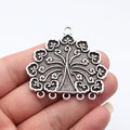 56x53mm 15.6g Antique Silver Zinc Alloy Cloud Pattern Peacock Tail Connector Charm for DIY Earring Making