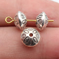 9.1x9x5.9mm 1.3g Antique Silver Tone Zinc Alloy Engraved Pattern Spacer Beads for DIY Bracelet Making