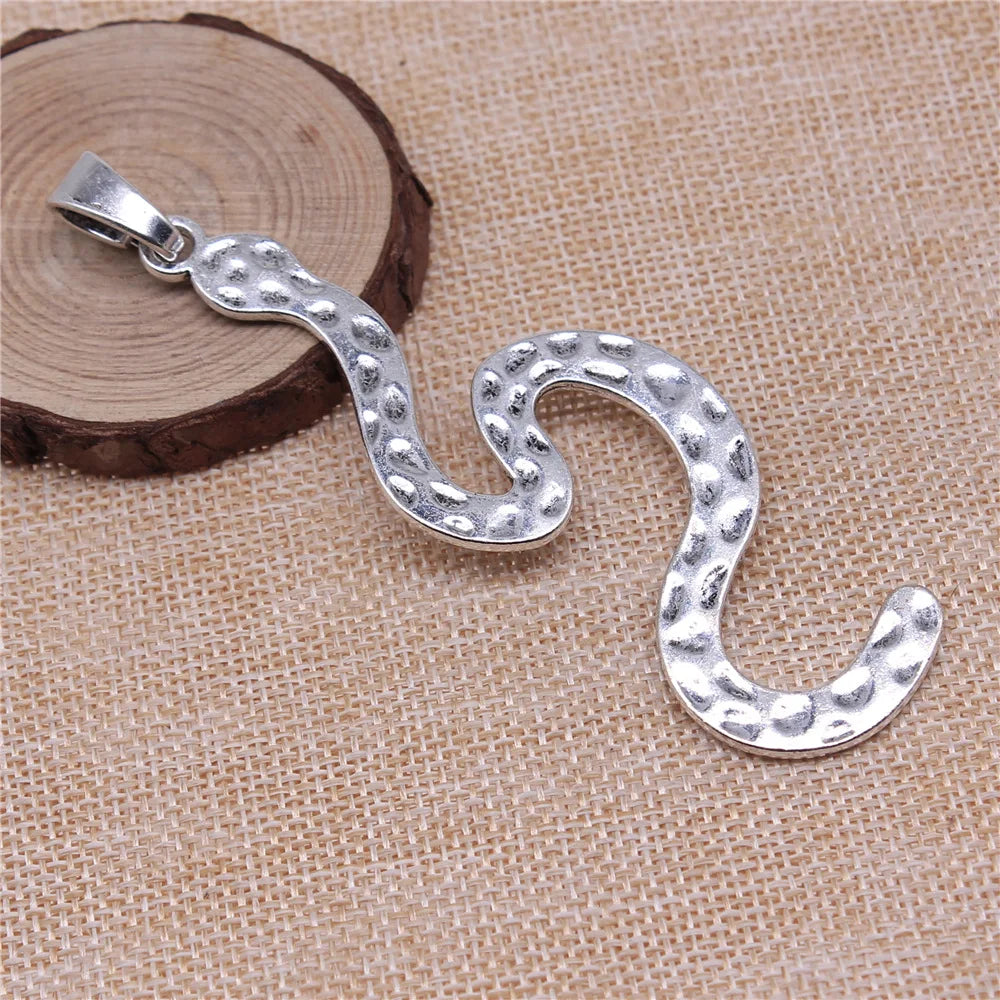 96x32mm 17.5g Antique Silver Zinc Alloy Snake Charm Pendant for DIY Necklace Bracelet Jewelry Making