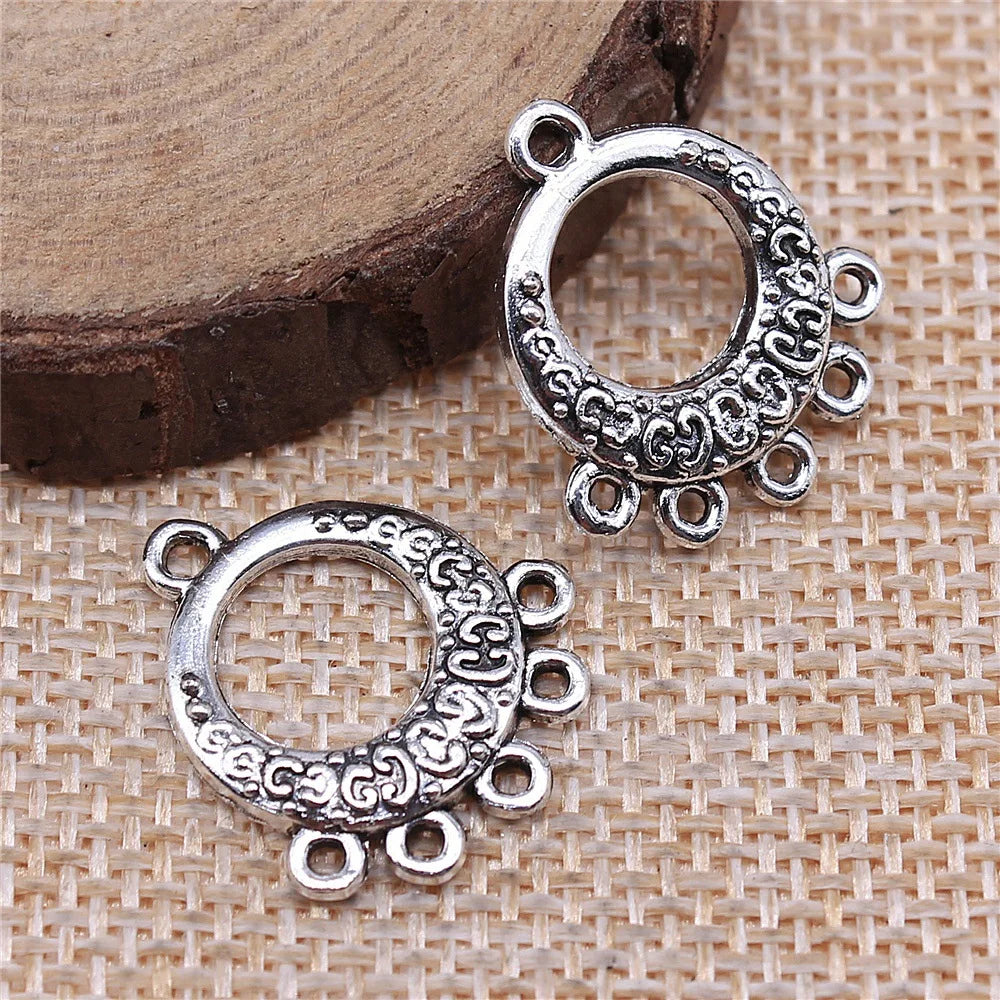 21x19mm 1.4g Antique Silver Zinc Alloy Earring Connector Charm Findings for DIY Dangle Earrings