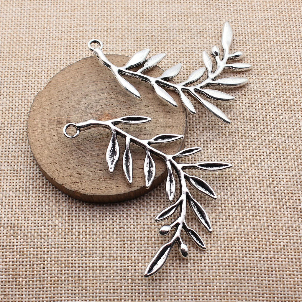 71x56mm 14.3g Antique Silver Zinc Alloy Olive Branch Charm Pendant for DIY Necklace Jewelry Making