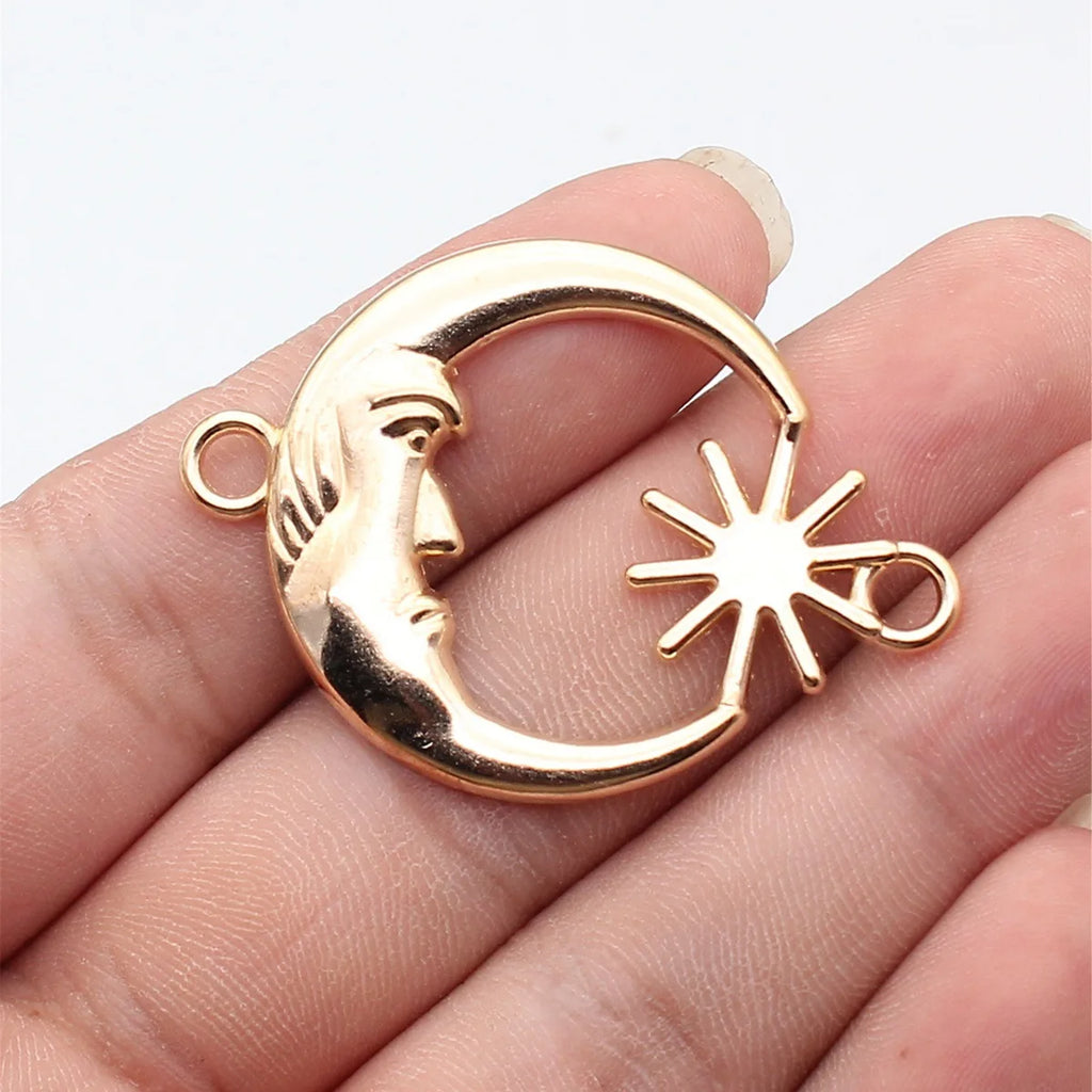 50x36mm 4.7g Multicolor Zinc Alloy Moon Sun Connector Charm for DIY Necklace Earring Jewelry Making