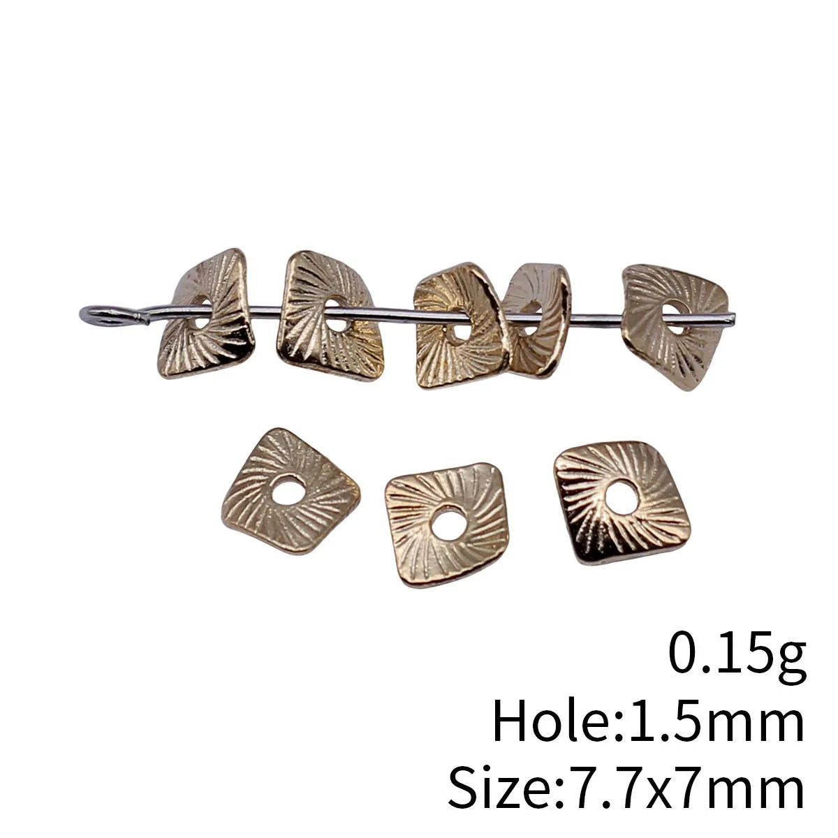 7.7x7mm 0.15g Multicolor Zinc Alloy Twisted Textured Square Spacer Beads for DIY Bracelet Jewelry Making