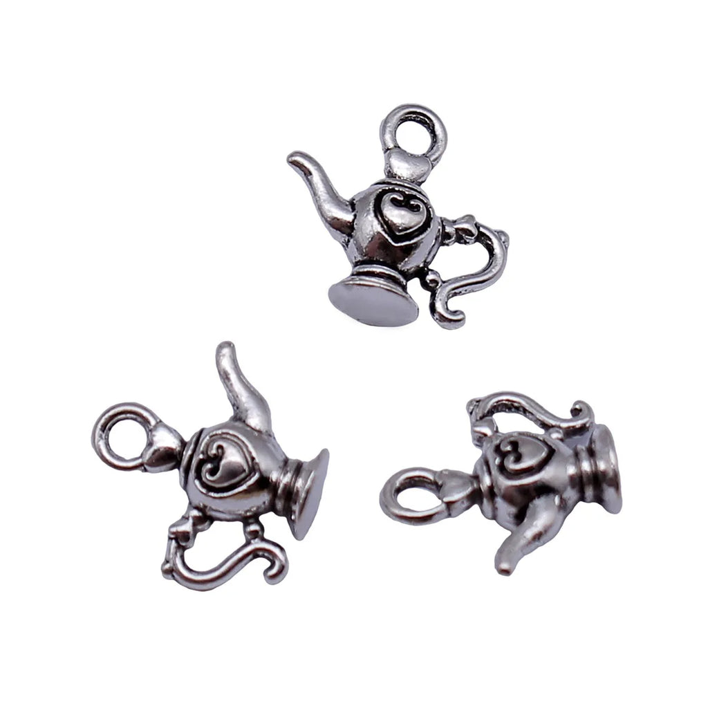 12x12mm 0.76g Antique Silver Zinc Alloy Heart Teapot charm pendant for DIY bracelet necklace jewelry