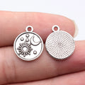 20x17mm 1.5g Antique Silver Zinc Alloy Moon Sun Star Round Disc Charm Pendant for DIY Jewelry