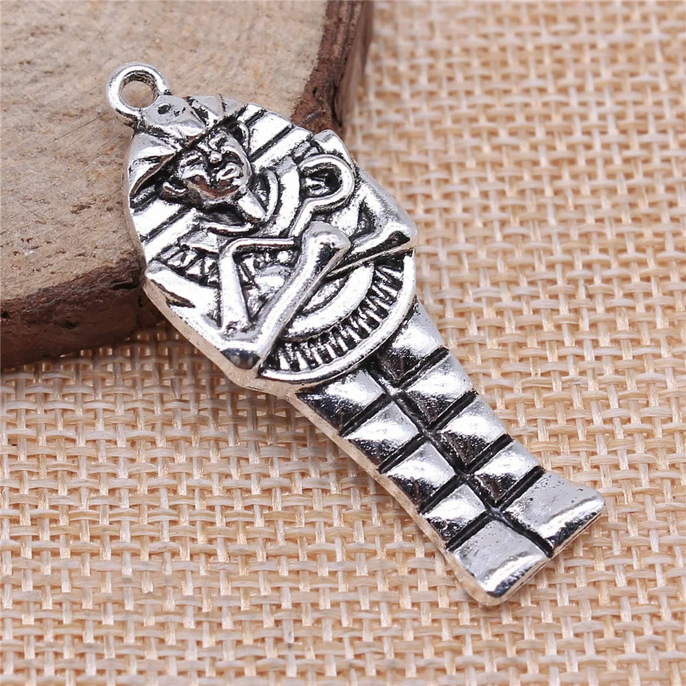 45x18mm 5.1g Multicolor Zinc Alloy Ancient Egyptian Pharaoh Pharaoh Head Charm Pendant for DIY Jewelry Making