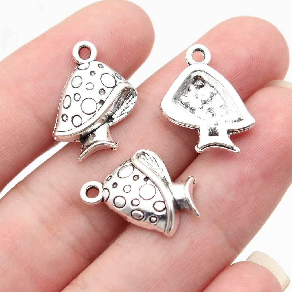 19x15mm 1.45g Antique Silver Zinc Alloy Mushroom Charm Pendant for Necklace Bracelet Making