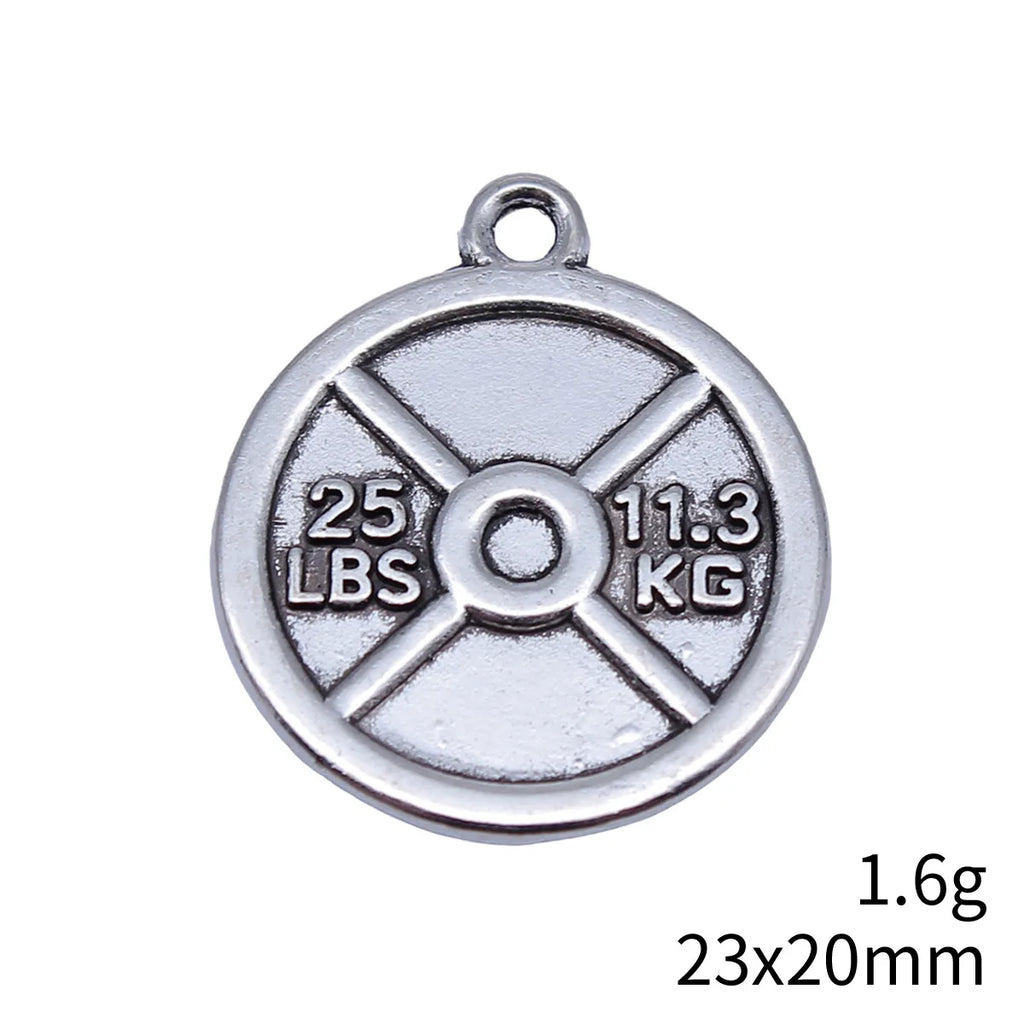 23x20mm 1.6g Multicolor Zinc Alloy Weight Plate Charm Pendant for Fitness Jewelry Making