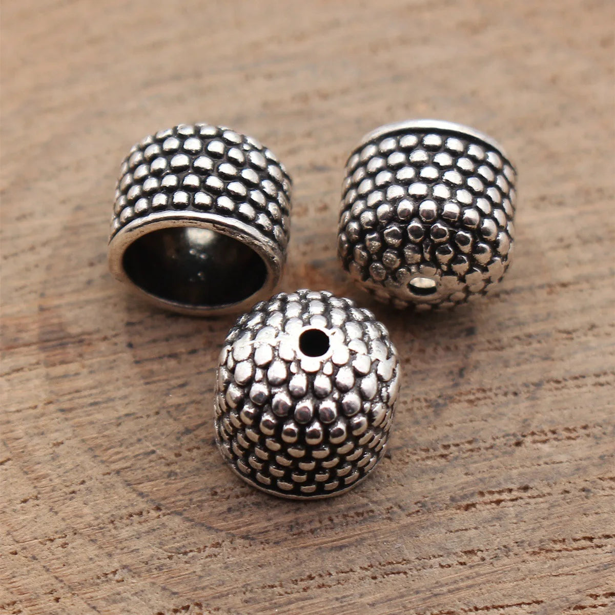 11x11x9mm 1.6g Antique Silver Zinc Alloy Dotted Tassel Cap Jewelry Findings for DIY Earring Making