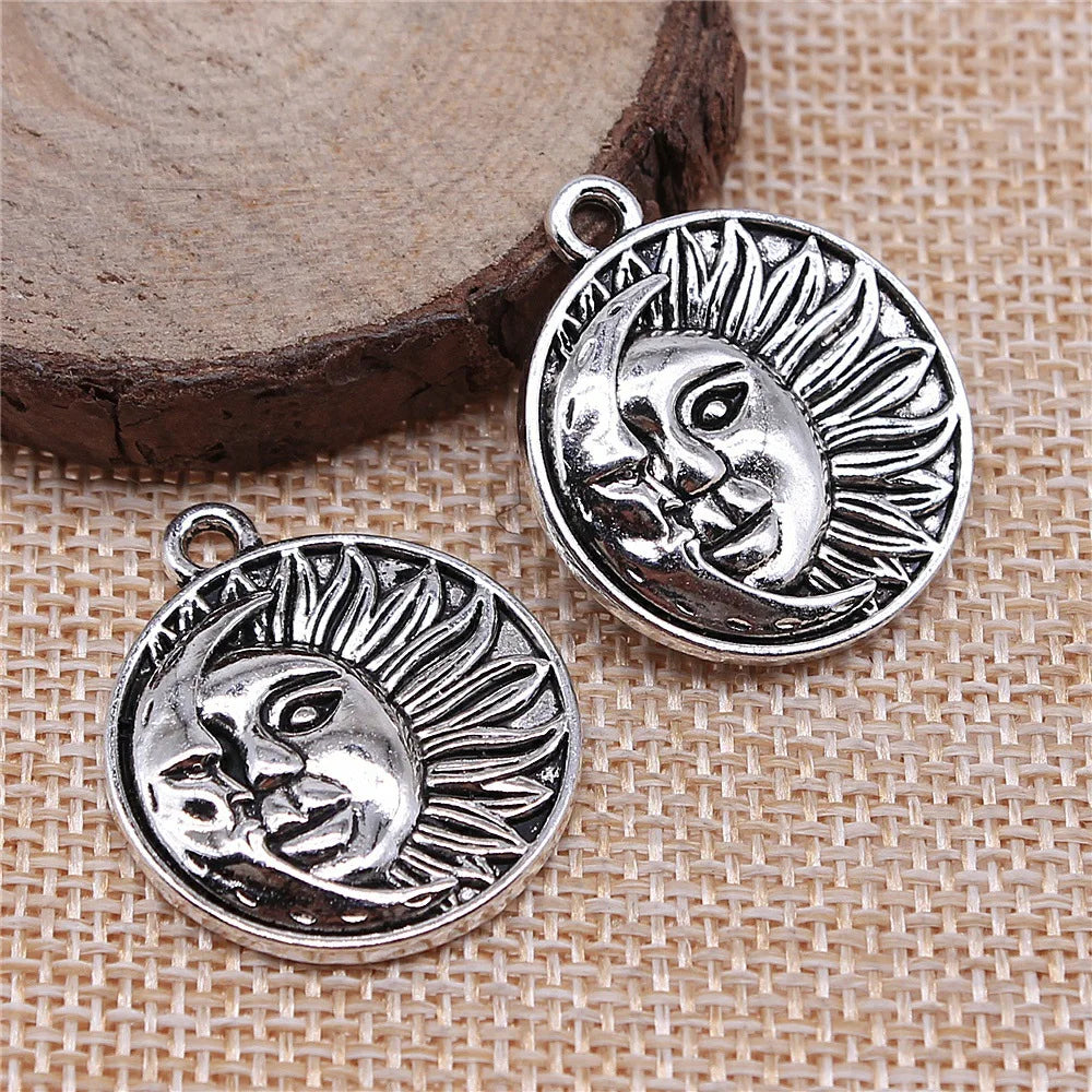 29x25mm 4.4g Multicolor Zinc Alloy Sun Moon Charm Pendant for DIY Necklace Bracelet Jewelry Making