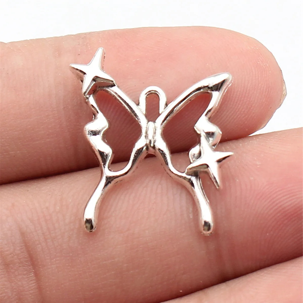 24x20mm 1.8g Antique Silver Zinc Alloy Hollow Starburst Butterfly Charm Pendant for DIY Jewelry Making
