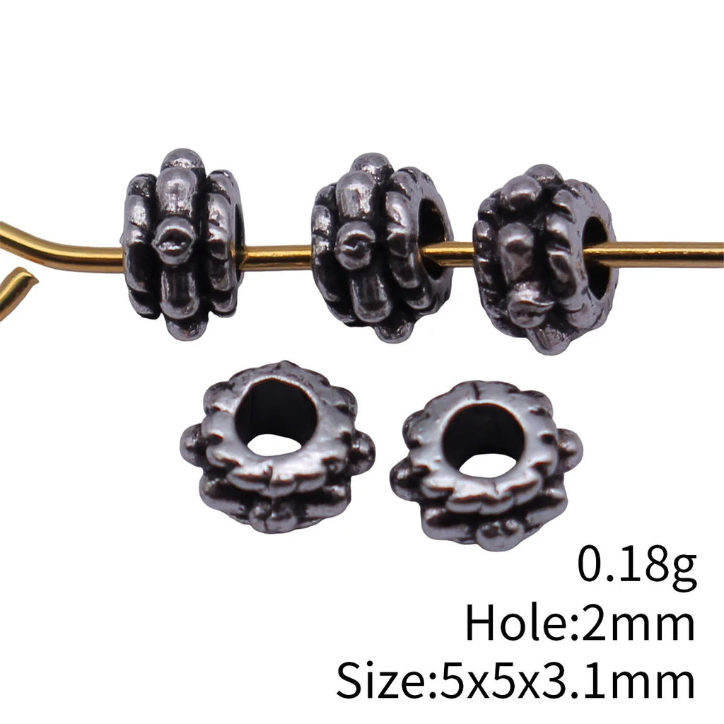 5x5x3.1mm 0.18g Antique Silver Zinc Alloy Raised Dot Round Loose Metal Beads for DIY Bracelet Making
