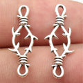 27x10mm 0.74g Antique Silver Zinc Alloy Thorn Connector Charm for DIY Bracelet and Necklace Making