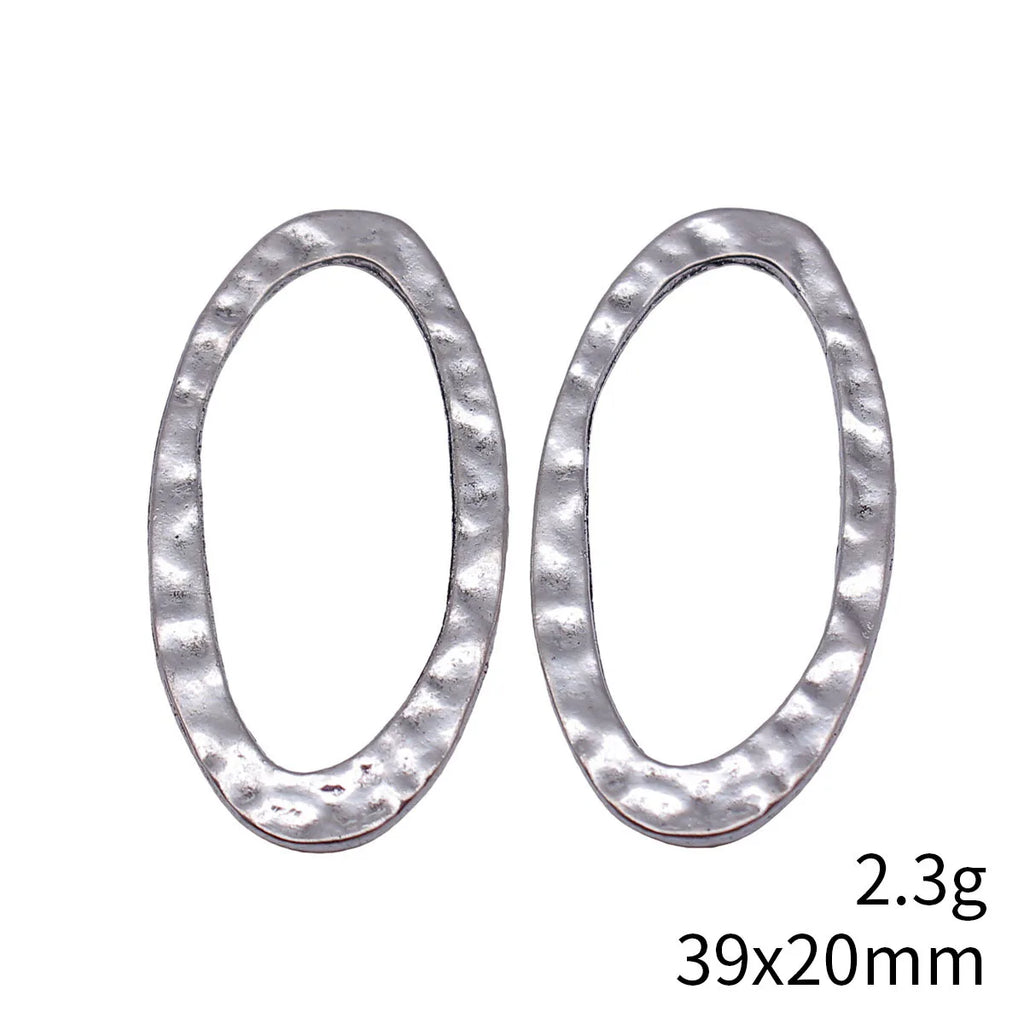 39x20mm 2.3g Antique Silver Zinc Alloy Hammered Oval Ring Charm Pendant for DIY Jewelry Making