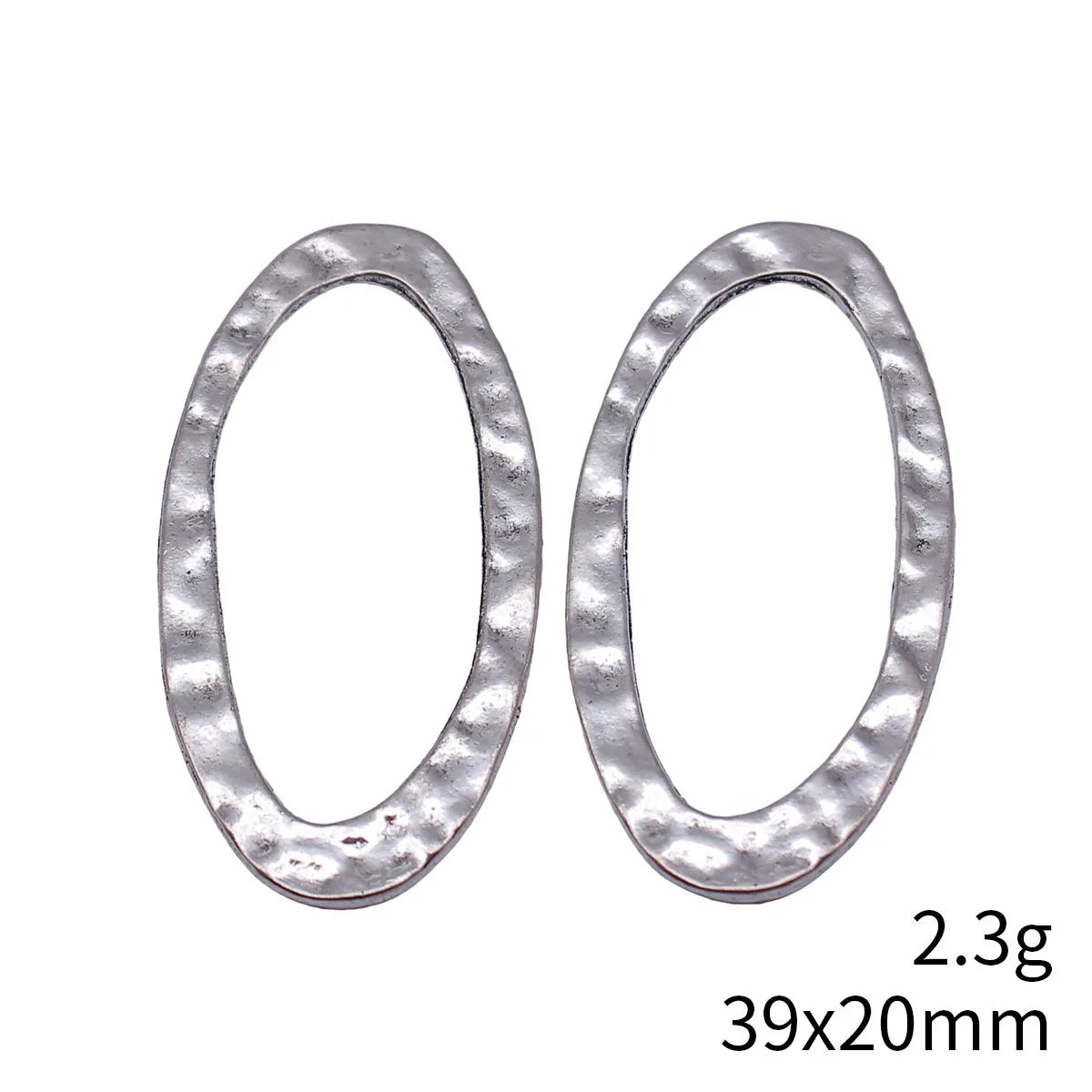 39x20mm 2.3g Antique Silver Zinc Alloy Hammered Oval Ring Charm Pendant for DIY Jewelry Making