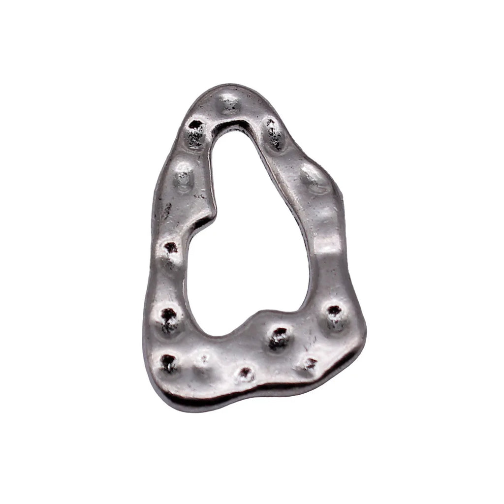 35x22mm 6g Antique Silver Zinc Alloy Hammered Irregular Hollow Ring Charm Pendant for DIY Necklace