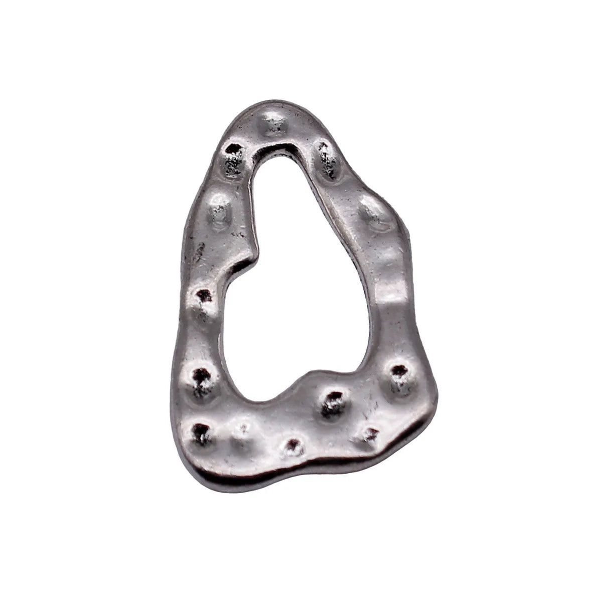 35x22mm 6g Antique Silver Zinc Alloy Hammered Irregular Hollow Ring Charm Pendant for DIY Necklace