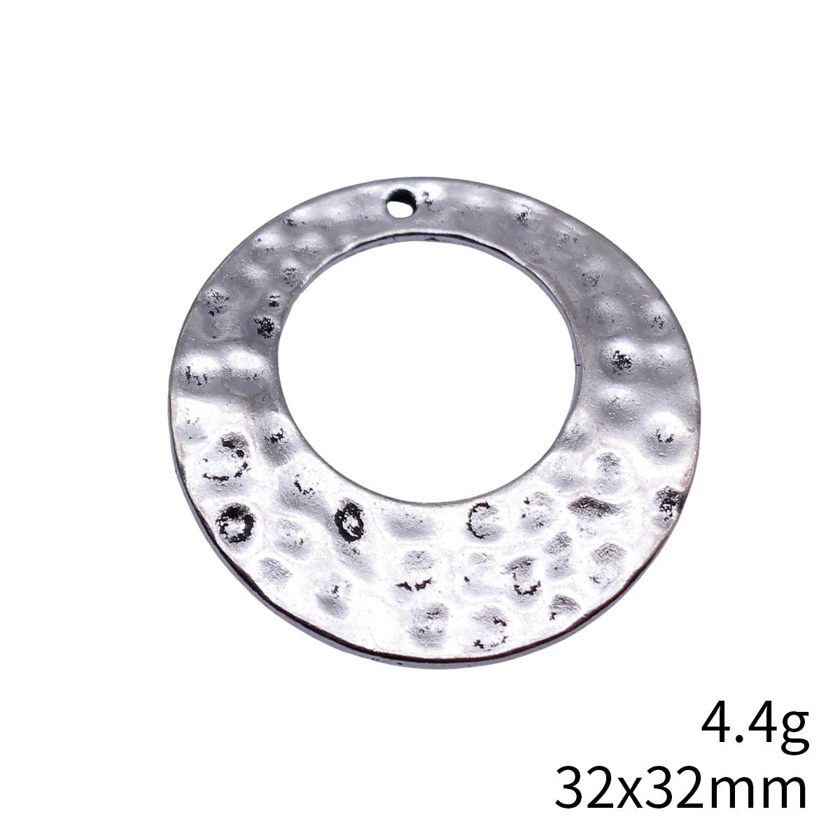 32x32mm 4.4g Multi-Color Zinc Alloy Hammered Round Ring Charm Pendant for DIY Necklace Jewelry