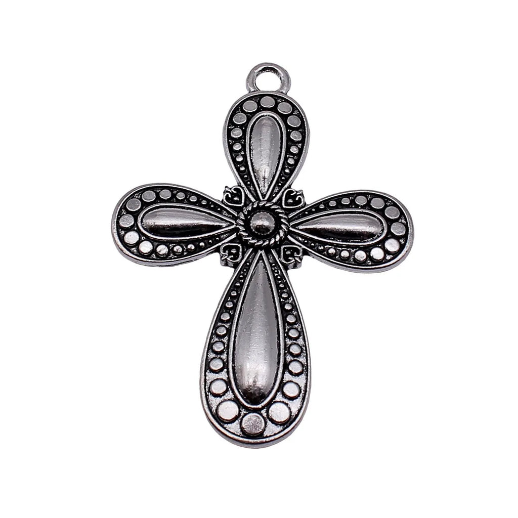 72x53mm 9.5g Antique Silver Zinc Alloy Large Cross Charm Pendant for Necklace and Bracelet Making