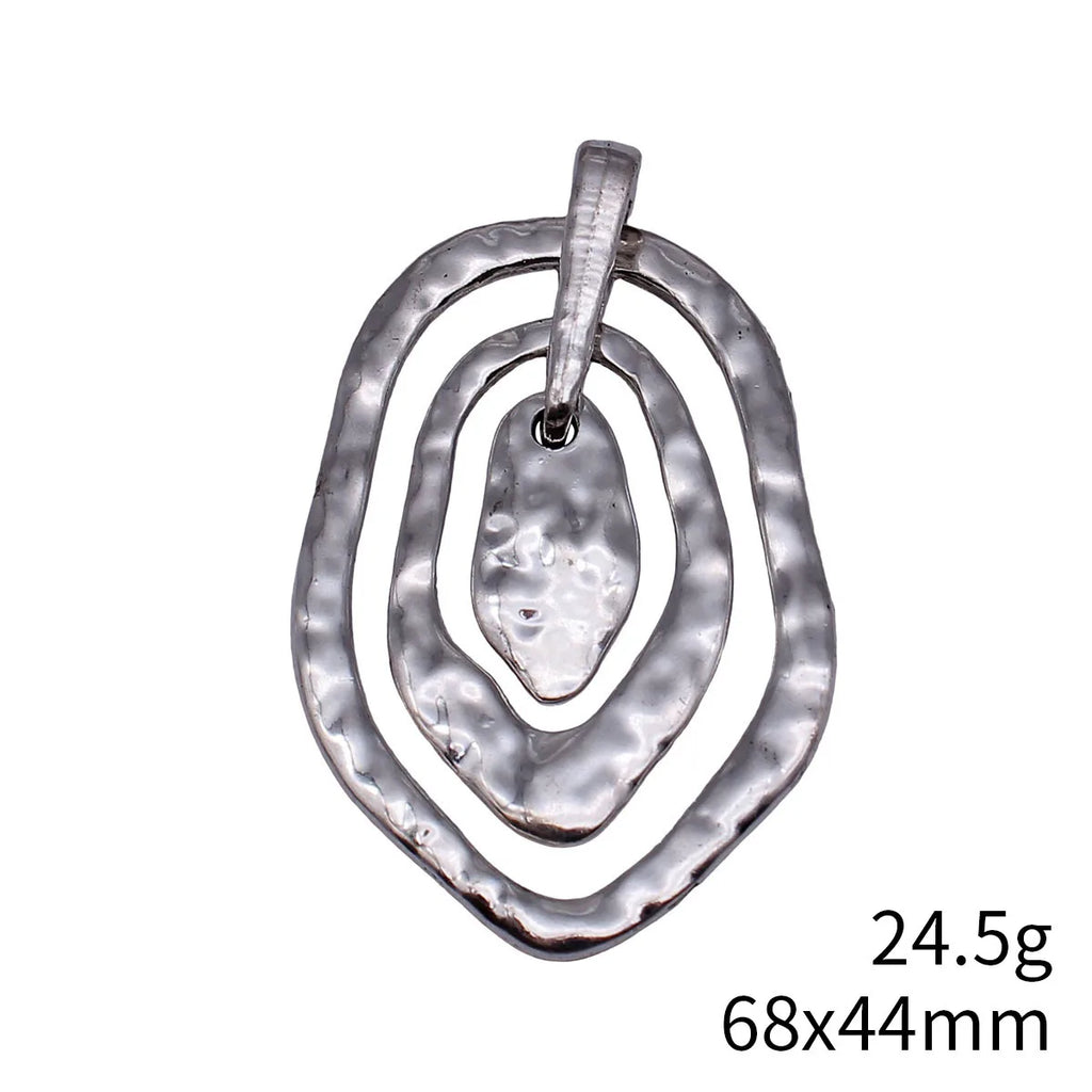 68x44mm 24.5g Multicolor Zinc Alloy Three Layer Geometric Openwork Hammered Hollow Charm Pendant for Earrings