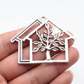 64x47mm 13.2g Antique Silver Zinc Alloy Openwork House and Tree Hollow Charm Pendant for DIY Jewelry Making