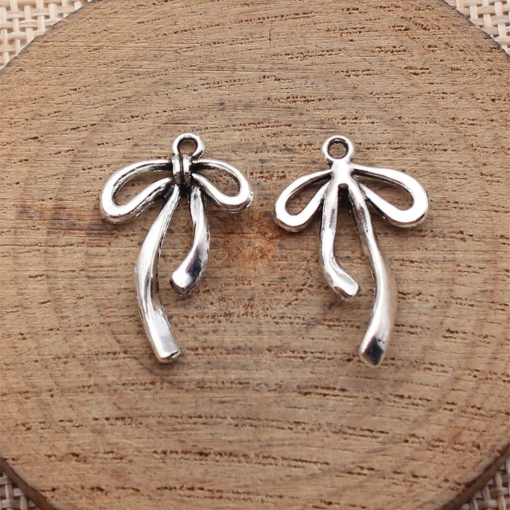 24x15mm 1g Antique Silver Zinc Alloy Bowknot Butterfly Charm Pendant for DIY Necklace Bracelet Jewelry Making