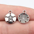 15x12mm 0.73g Blackened White K Zinc Alloy Sand Dollar Charm Pendant for DIY Necklace Jewelry Making