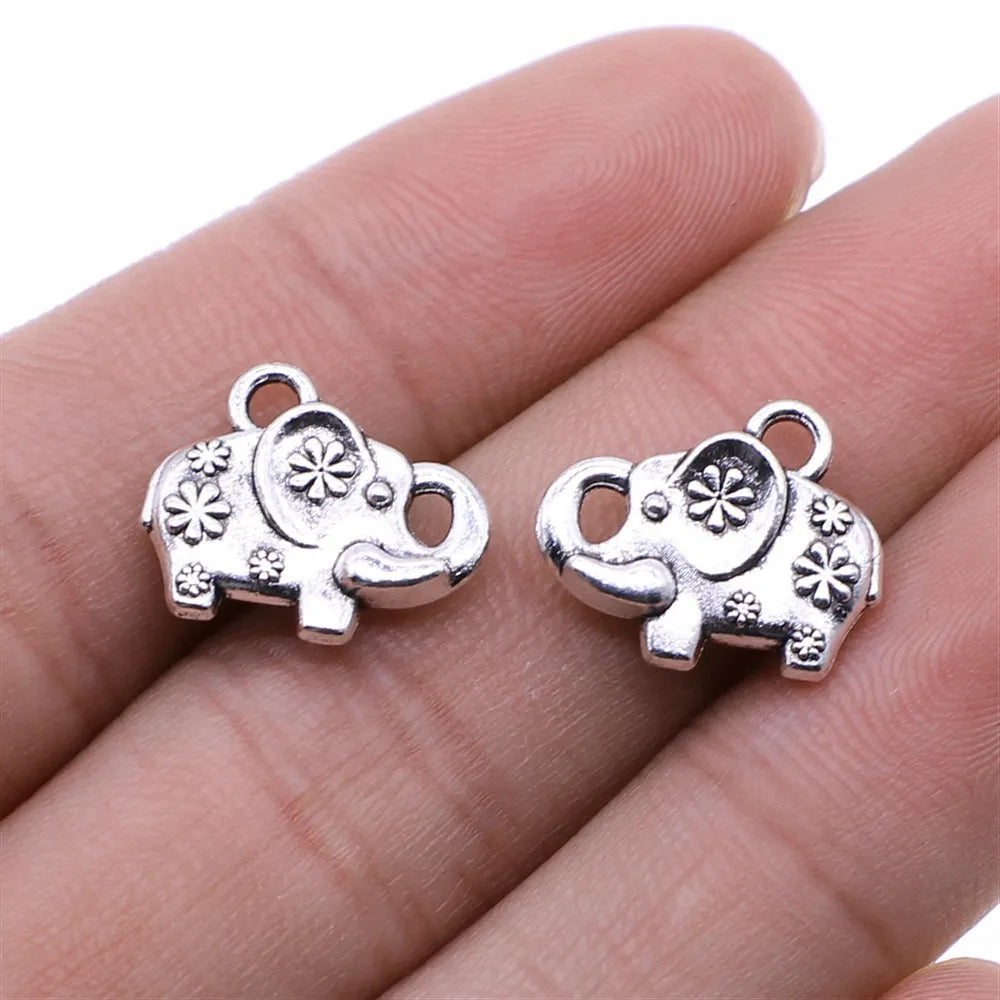 16x13mm 1.9g Antique Silver Zinc Alloy Small Elephant Charm Pendant for Necklace Jewelry Making