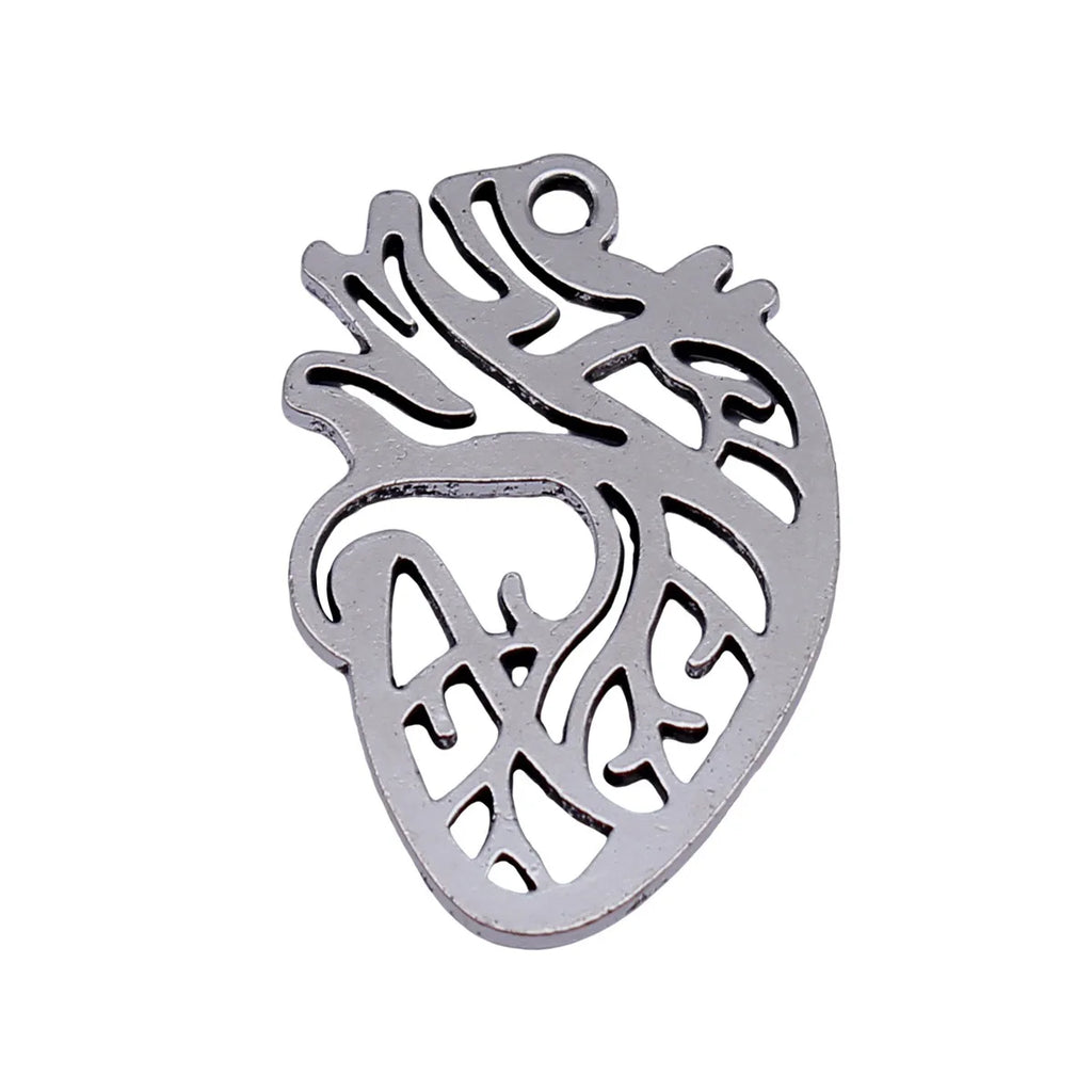 28x18mm 2.3g Antique Silver Zinc Alloy Heart Charm Pendant for DIY Necklace Bracelet Making