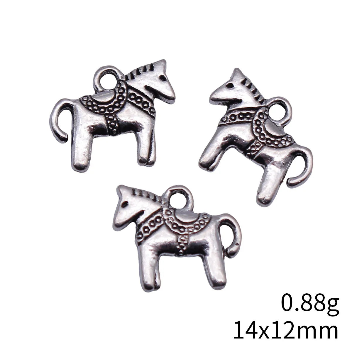 14x12mm 0.88g Antique Silver Zinc Alloy Double-Sided Pony Charm Pendant for DIY Necklace Bracelet Making