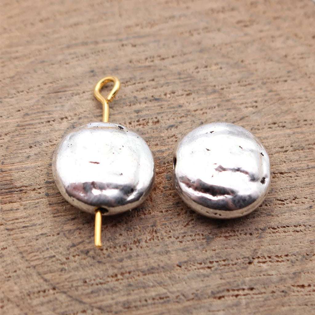 11x11x5mm 2.2g Antique Silver Zinc Alloy Round Flat Spacer Beads for DIY Bracelet Necklace Making