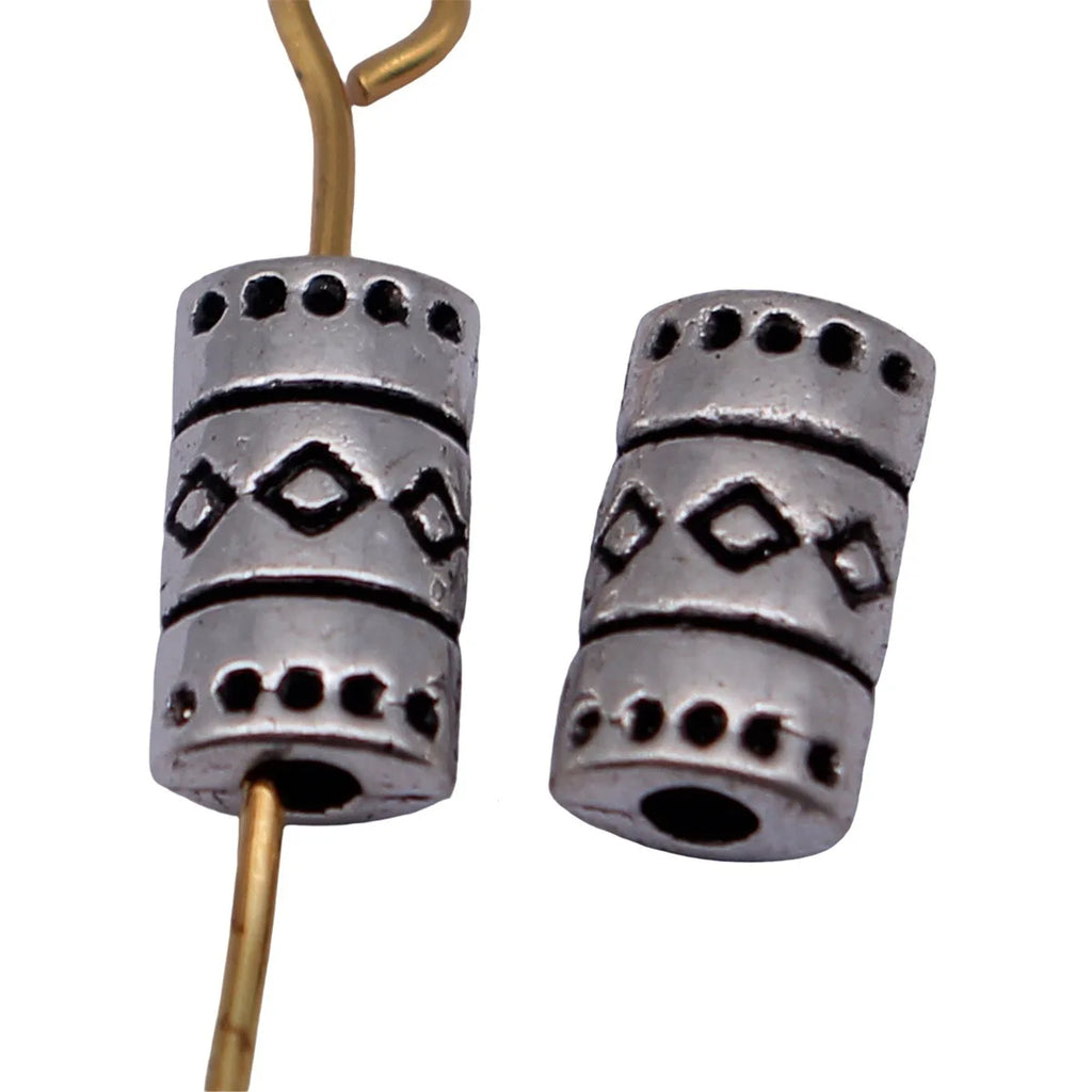9x4.9x3.2mm 0.49g Antique Silver Zinc Alloy Diamond Pattern Flat Spacer Beads for DIY Bracelet Jewelry