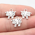 15x15mm 0.7g Antique Silver Zinc Alloy Double Sided Sheep Charm Pendant for DIY Animal Theme Jewelry