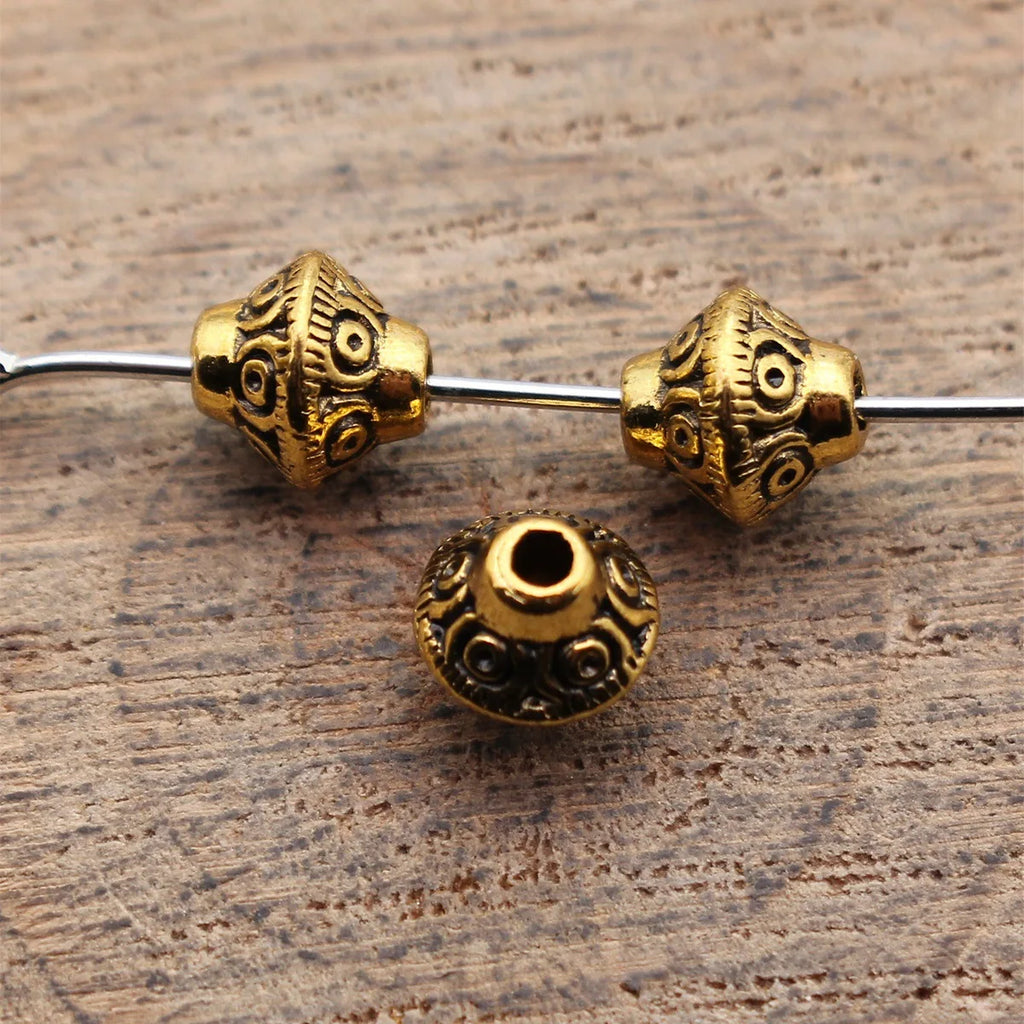6.6x6.6x6.5mm 0.56g Multicolor Zinc Alloy Engraved Round spacer beads for DIY bracelet jewelry making