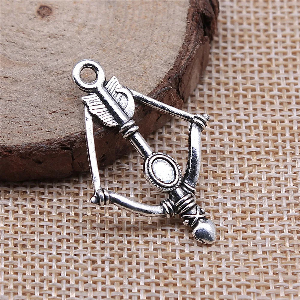 24x35mm 1.6g Antique Silver Zinc Alloy Bow and Arrow Charm Pendant for DIY Necklace Making