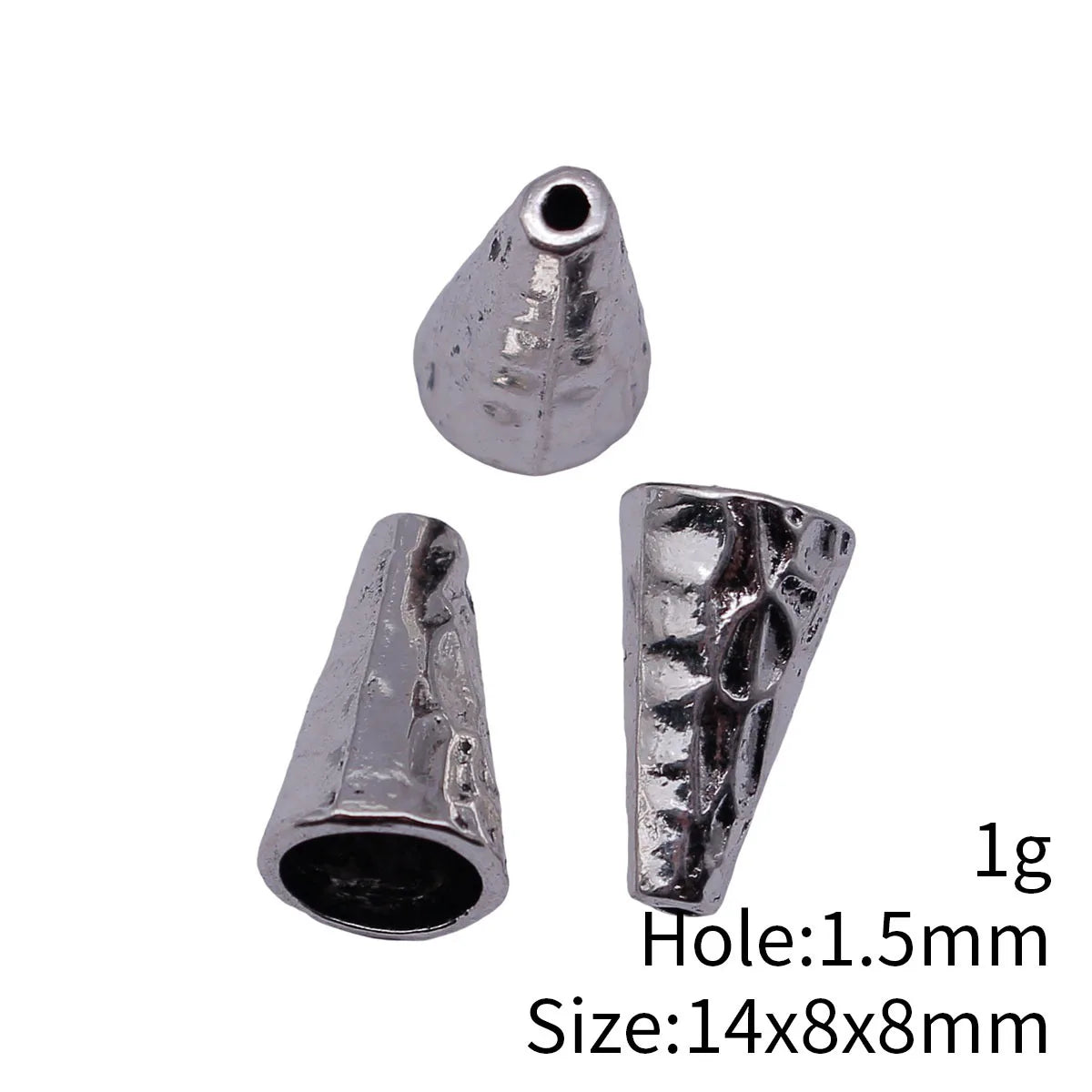 14x8x8mm 1g Antique Silver Zinc Alloy Hammered Cone Tassel Cap Jewelry Findings for DIY Earrings