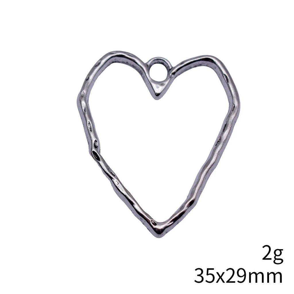 35x29mm 2g Multicolor Zinc Alloy Hammered Openwork Heart Hollow Charm Pendant for DIY Necklace Jewelry Making