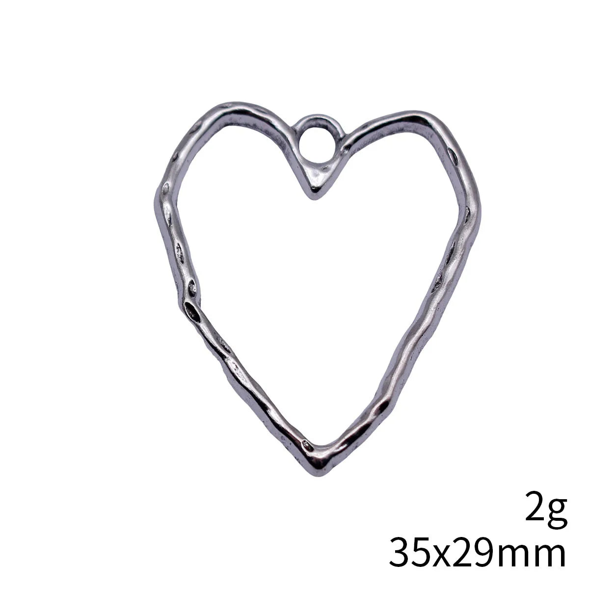 35x29mm 2g Multicolor Zinc Alloy Hammered Openwork Heart Hollow Charm Pendant for DIY Necklace Jewelry Making