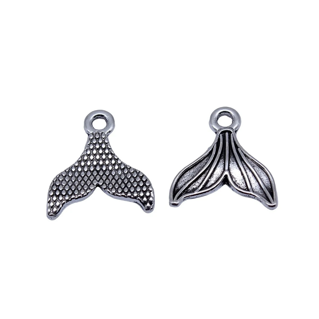 15x14mm 0.66g Antique Silver Zinc Alloy Fishtail Fish Charm Pendant for DIY Necklace Bracelet Jewelry Making