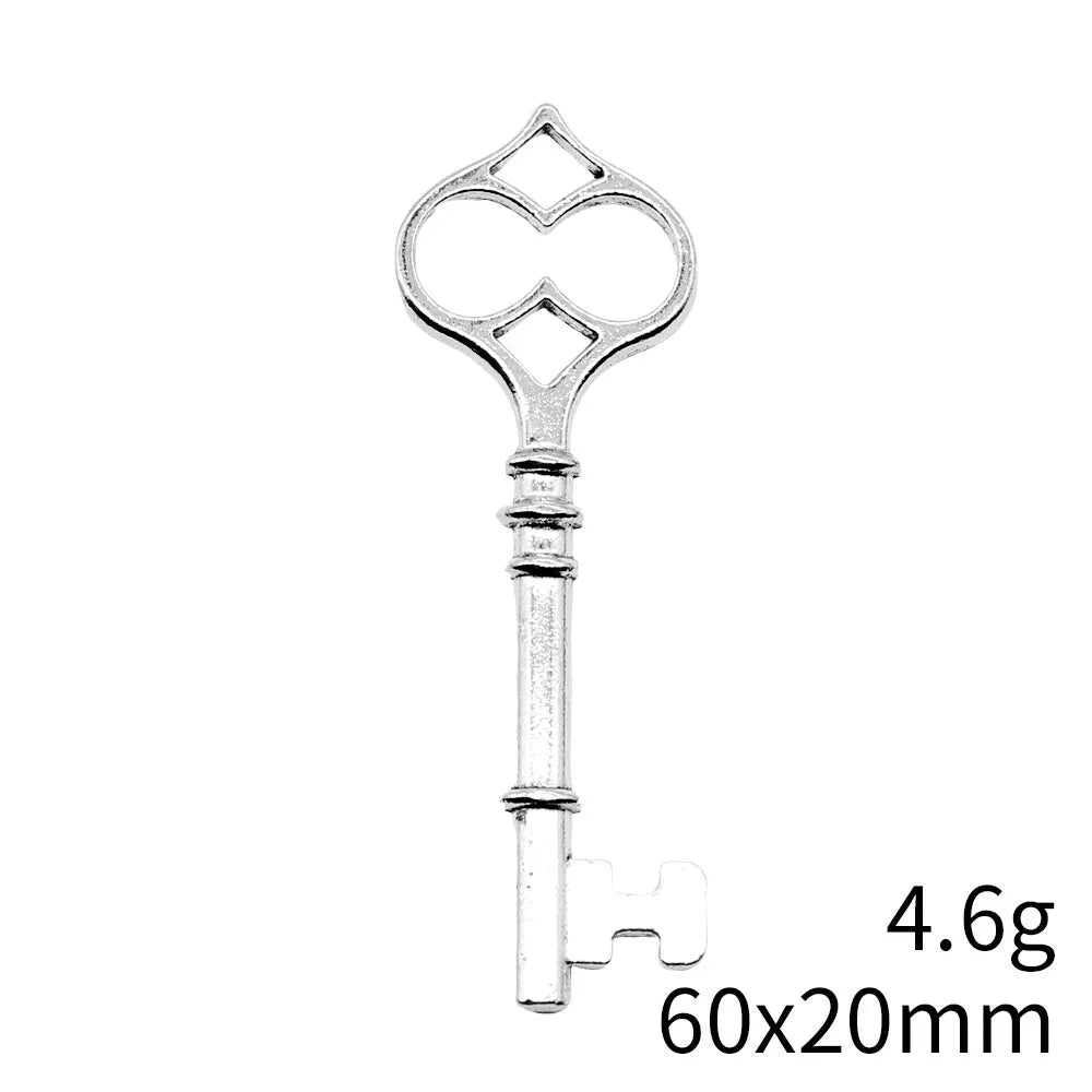 60x20mm 4.6g Multicolor Zinc Alloy Key Charm Pendant for Necklace Keychain Jewelry Making